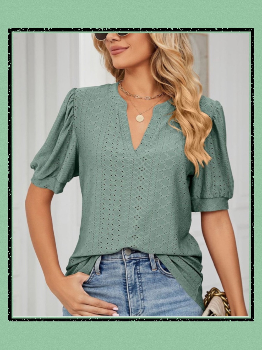 Women's V-Neck Eyelet Knit Top • NWOT • 26"  p2p, 27" length